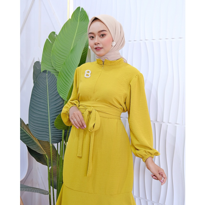 Luna Dress Cringkle Airflow - Moni Dress Cringkle Airflow Mermaid Premium Busui Variasi Belt SISKA MIDI DRESS KOREAN LOOK / DRESS KOREA WANITA MODEL MERMAID ATAU DUYUNG