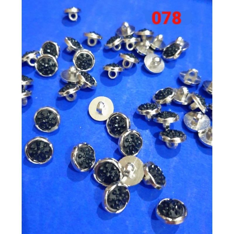 [078] KANCING JAMUR SILVER/HITAM UKURAN 13 MM @144 PCS
