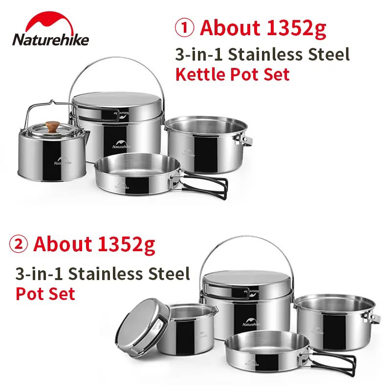 COOKING SET 3 IN 1 STAINLESS STEEL NATUREHIKE NH22CJ005