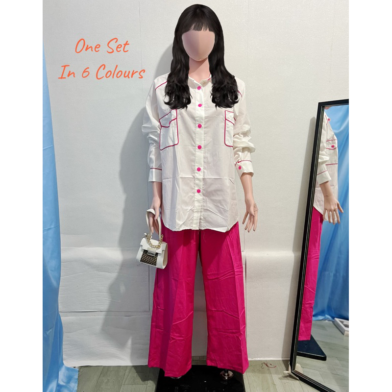 Setelan One Set Kemeja Dan Celana Kulot LD 120cm Setelan Tunik One Set Tunik