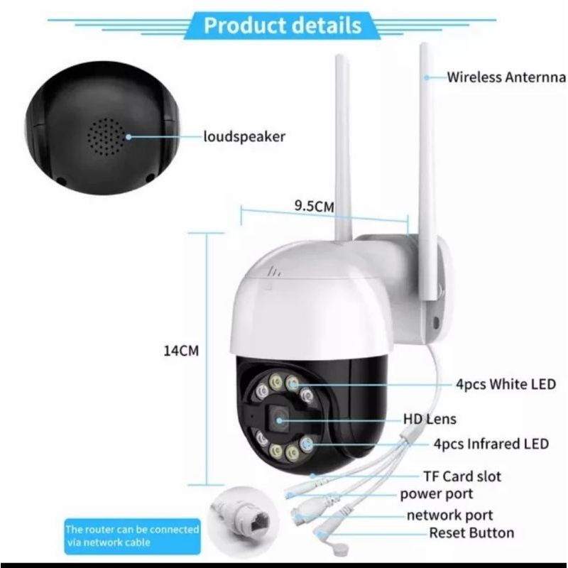 IP Camera CCTV Outdoor 8MP PTZ Speed Dome Wireles Wifi V380 1080P HD