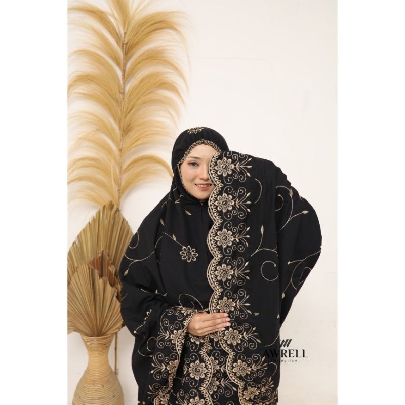 Awrellcollection - Mukena Dewasa Gracella Full Bordir Jumbo Katun Premium