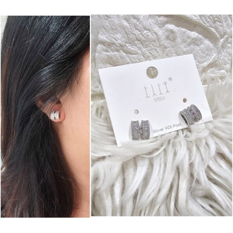 Anting Silver925 Full mata anting zircon Anti Karat anti alergi anting premium berlian kilap 03