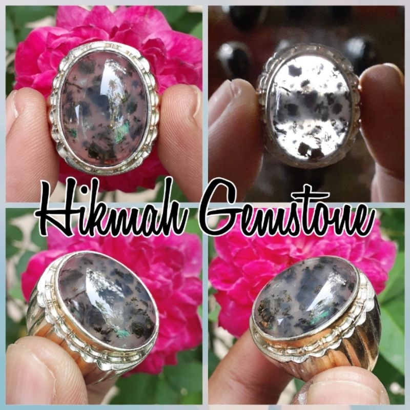 Batu Lavender Badar Perak Ring Alpaka Chroom Kombinasi