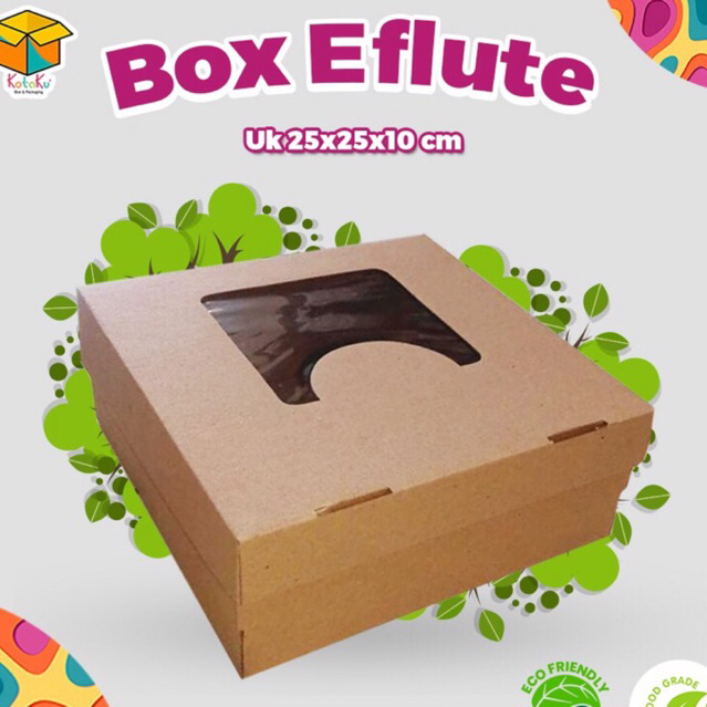 Box Eflute tutup mika/ Box Kue/ Box Hantaran