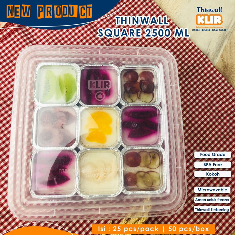 [ECER] THINWALL KOTAK SQUARE PERSEGI 1000ML 1500ML 2000ML 3000ML + TUTUP KOTAK SQUARE BESAR FOOD CONTAINER BOX TEMPAT MAKAN PLASTIK KOTAK NASI KOTAK MAKAN PLASTIK JUMBO KOTAK MAKAN PLASTIK BENING PERSEGI SQUARE TAHAN MICROWAVE PANAS TAKE AWAY BOX PLASTIK