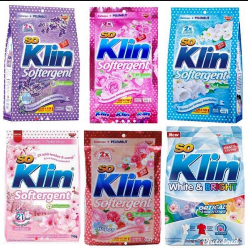so klin softergent 770gram Detergen bubuk magnolia & berries/korean camelia and apple