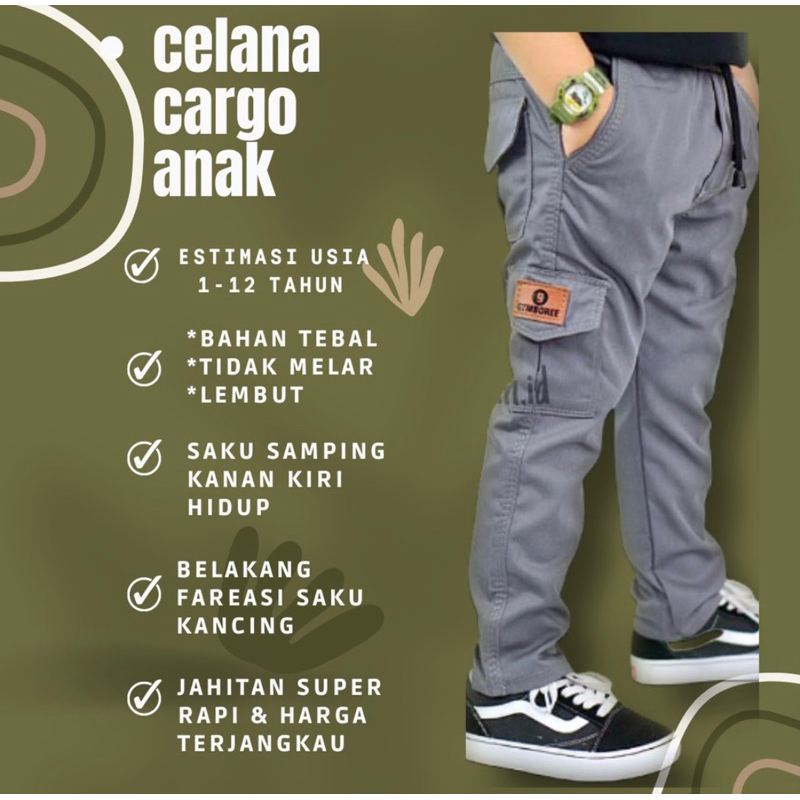 Celana Cargo panjang anak-anak terbaru