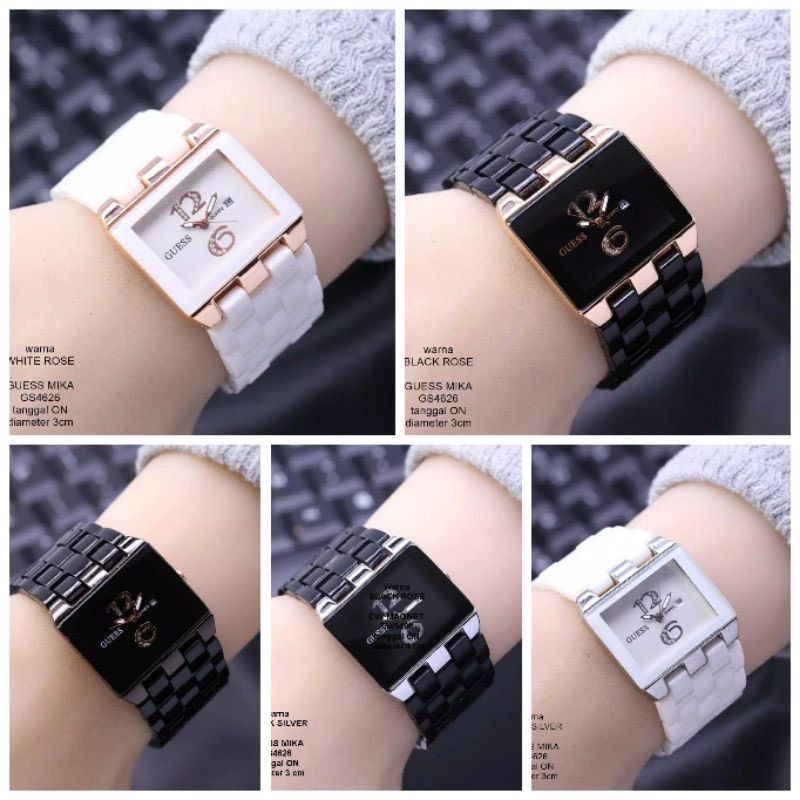 (Terima Cod)Jam Tangan Wanita Fashion Guess Mika Sergi Tanggal Aktif Strap Mika (Dikirim Jakarta)