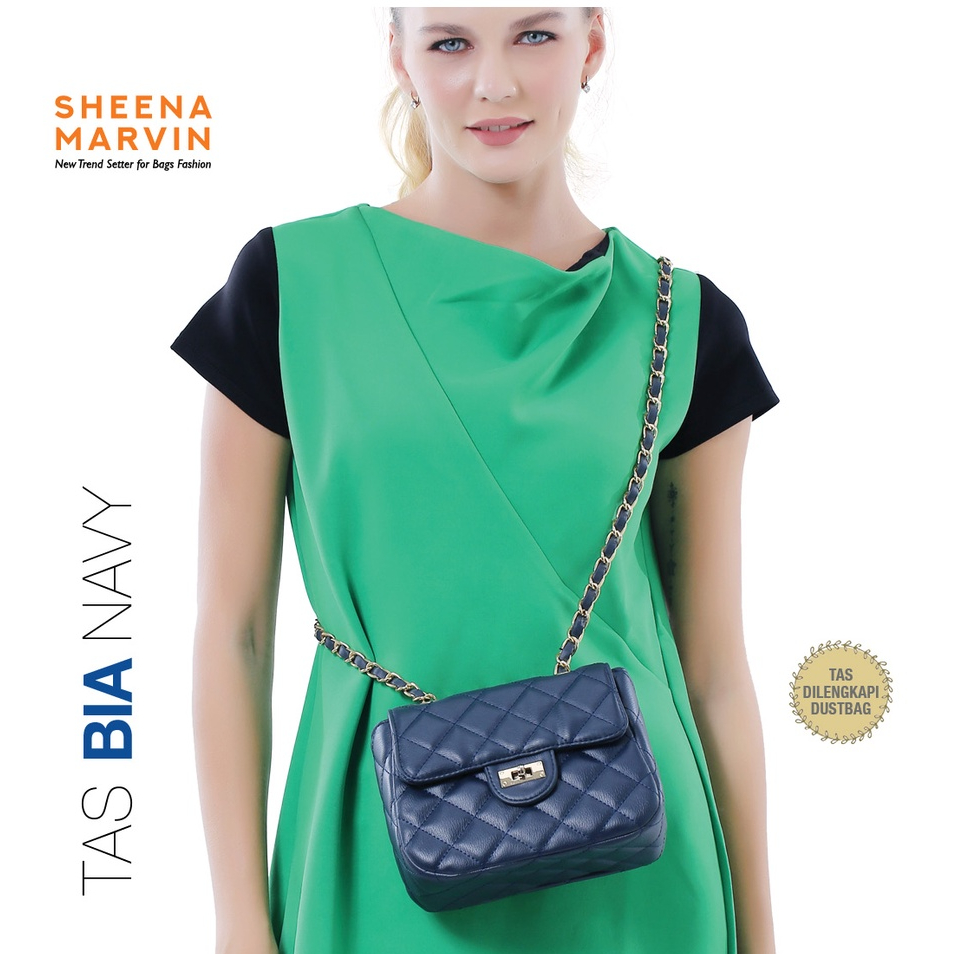 TAS SELEMPANG WANITA  IMPORT SHEENA MARVIN BIA NAVY SLING BAG  TAS PROMO