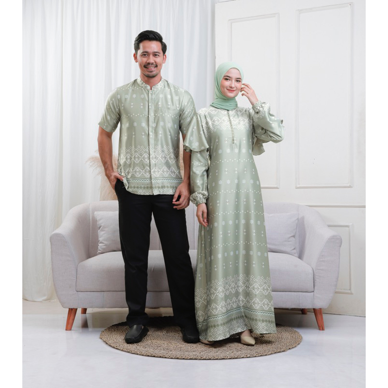 Ready Stock!! Aluna Sarimbit MINT/Gamis lebaran/sarimbit lebaran/family set