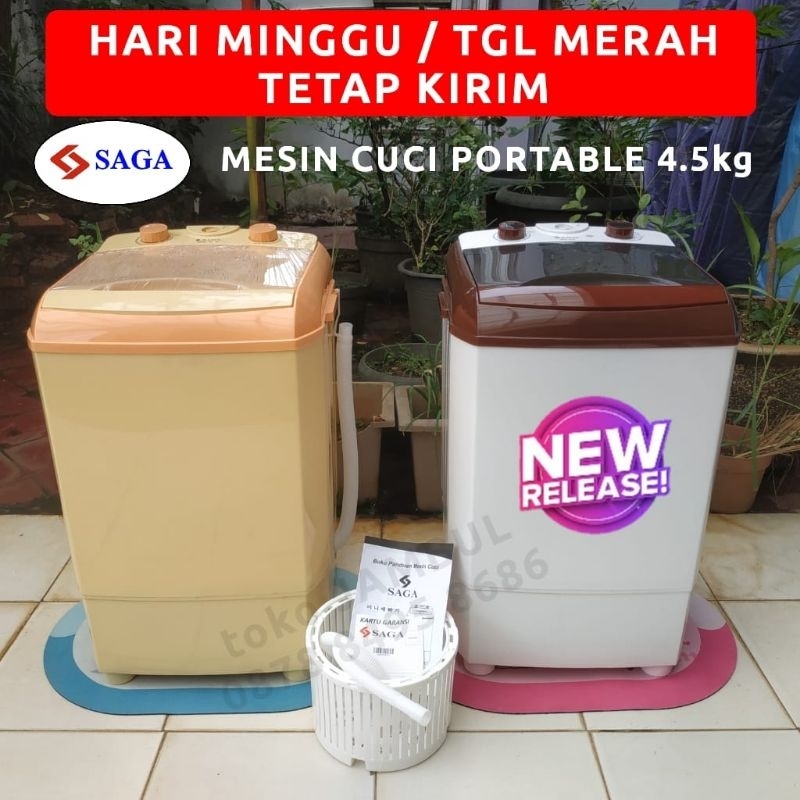 Mesin cuci mini portable dan pengering 1 tabung 4,5 kg SAGA