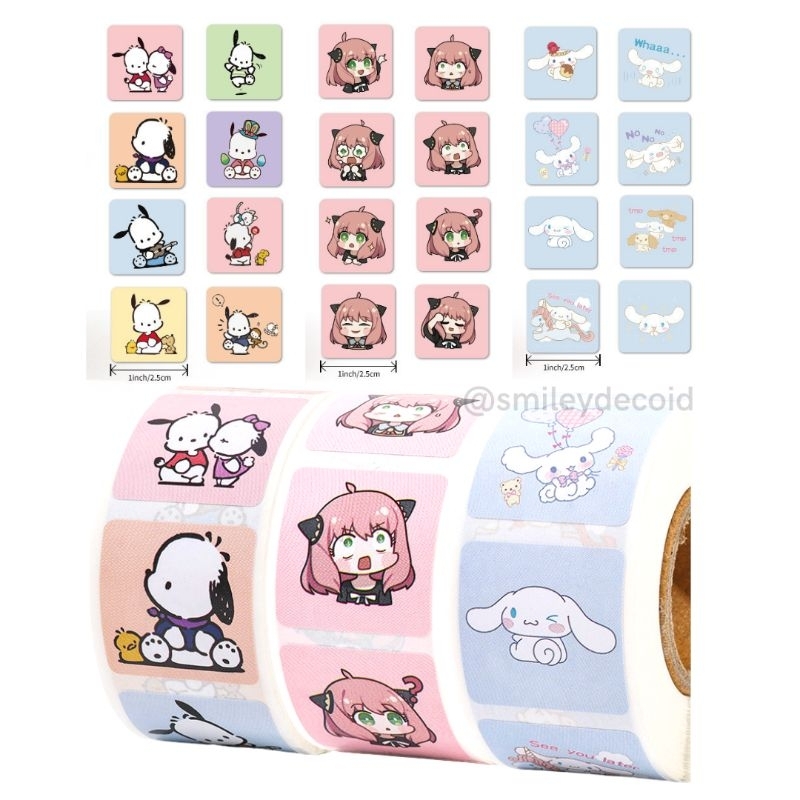 

[100PCS] Sticker Sanrio Cinnamoroll My Melody Pochacco Anya Spy Family Kuromi Pom Pom Purin Dekorasi Daily Journal Scrapbook Reward Aesthetic Token Economy Stamp Motivasi