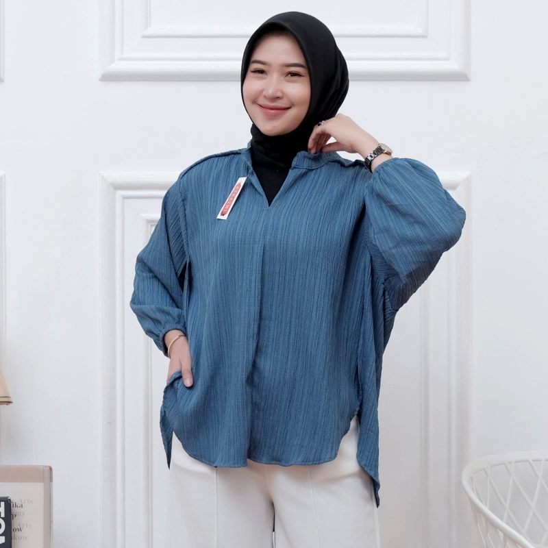 Outer Livia Blouse Wanita Oversize Lady Crush Kemeja Wanita Style Korean Polos