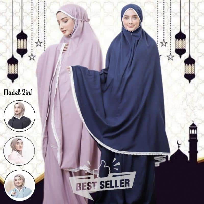 Mukena Dewasa 2in1 Jumbo Bali Katun Premium Renda Adem Nyaman