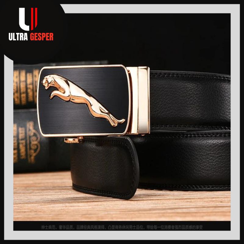 Ikat pinggang Mens Leather Belt Gesper Sabuk Kulit PU Asli BIG SIZE 120CM Sabuk Jaguar Terbaru