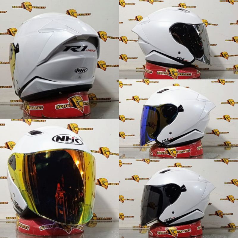 Helm NHK R1 MAX SOLID WITH/PUTIH paket ganteng (terbaru)