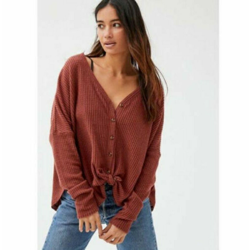 TERRACOTTA sz S • URBAN OUTFITTERS THERMAL CARDIGAN