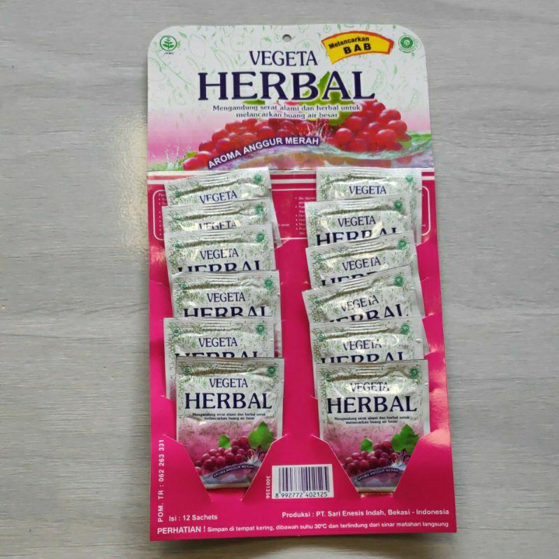 Melancarkan BAB 1 Saset Vegeta Herbal 1 Sachet Buang Air Besar Vigeta Sachets Aroma Anggur Merah Obat Pencernaan lunakan feses