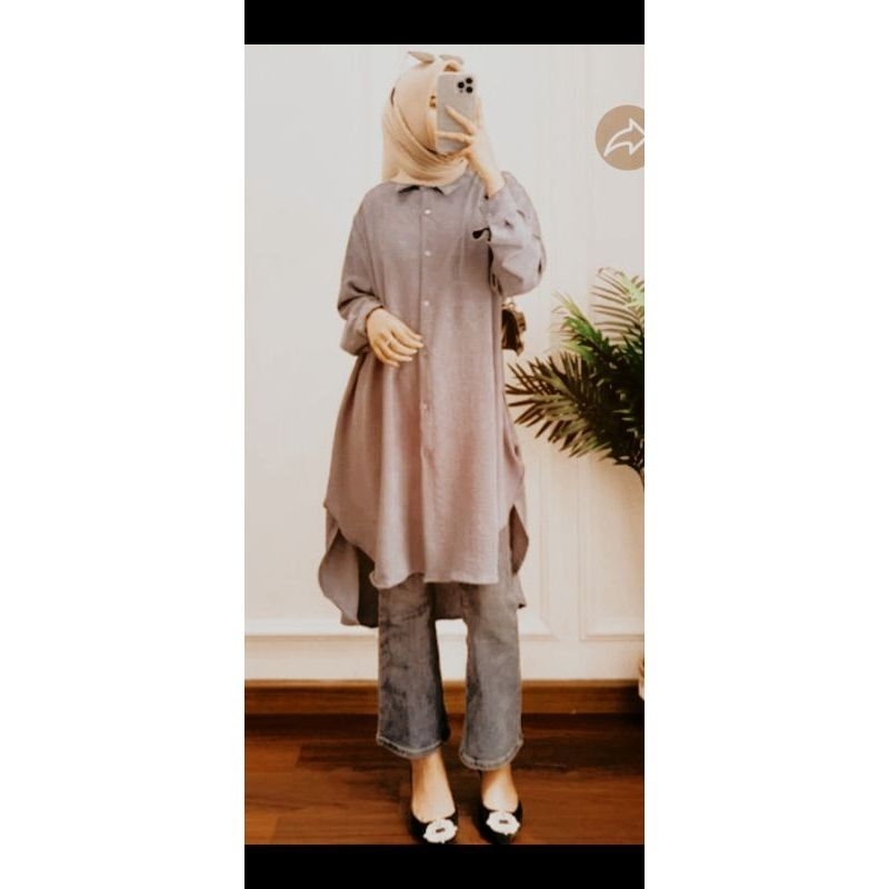 QILA TUNIK  CRINKLE// TUNIK BUSUI FULL KANCING