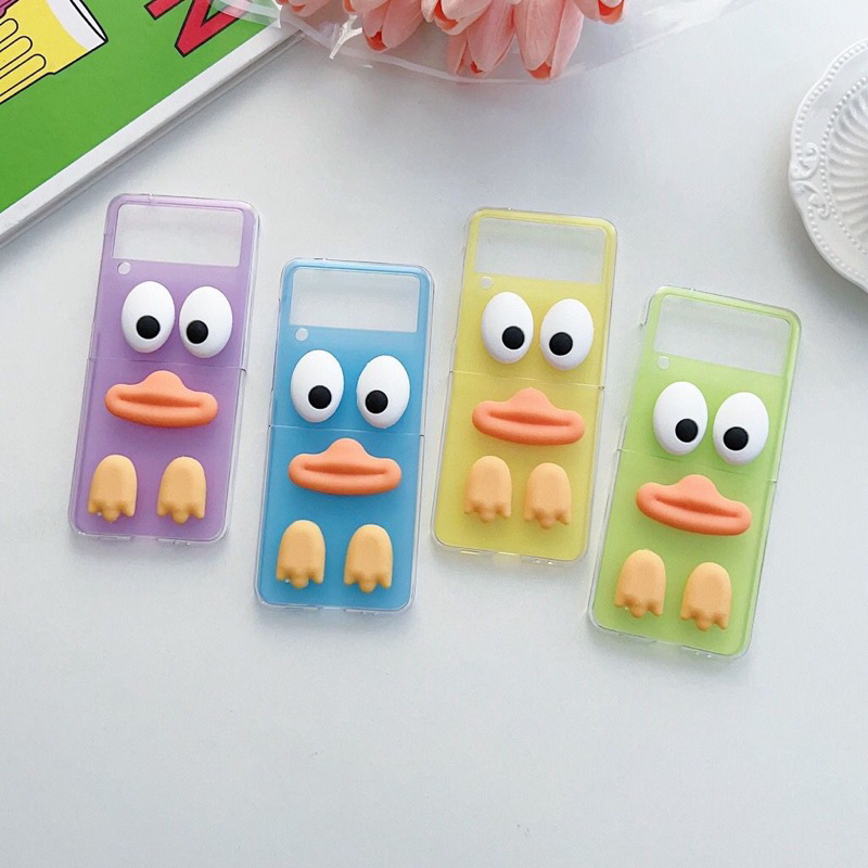 Cute Duck Case for Samsung Z Flip 4 3 2 Fold3 Fold4 Flip4 Flip3 (Neon / Yellow / Blue / Purple)