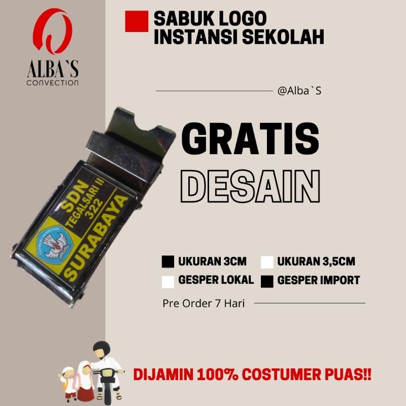 Sabuk Custom logo instansi sekolah SD SMP SMA