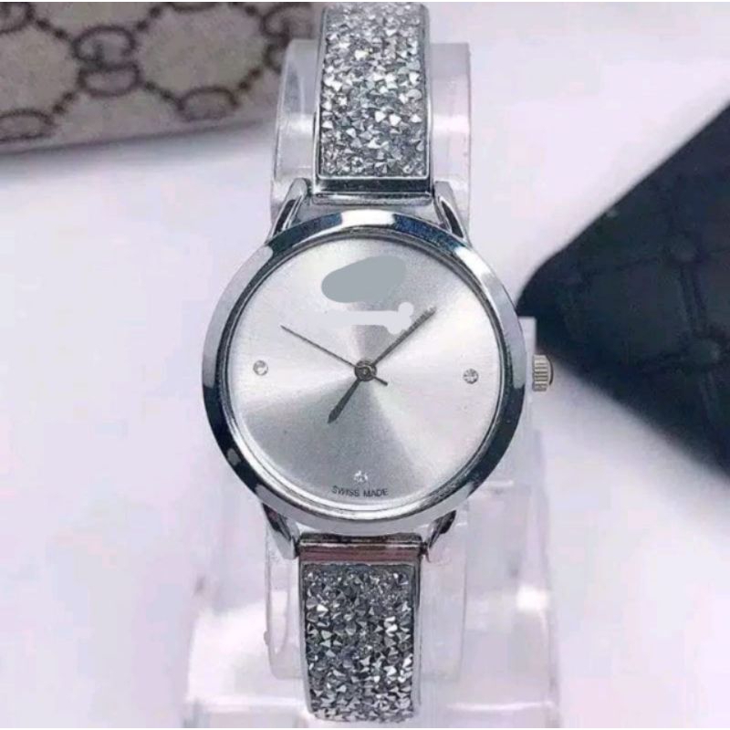 (Terima Cod)Jam Tangan Wanita Angsa Swrovky Blimbing Strap Rantai/Stell(Dikirim Jakarta)