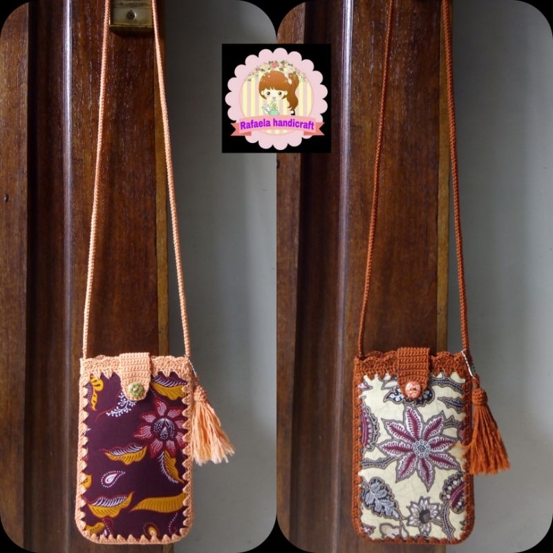 Tas rajut HP/Tas rajut selempang/Tas rajut batik