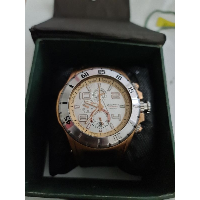 jam tangan Chronograph original christ verra big size 54 mm preloved second bekqs