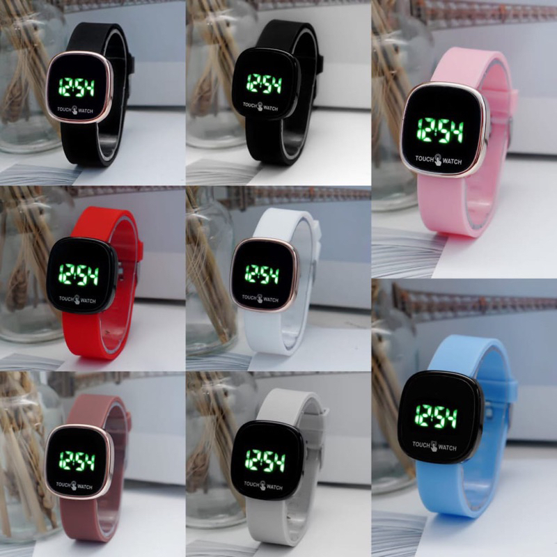 (Grosir)Jam Tangan Wanita Led Watch Touch Scren Digital Strap Karet/Rubber(Dikirim Jakarta)