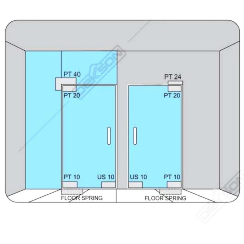 Patch Fitting Dekkson PT 40 Stainless Steel/Penjepit Pintu Kaca ke kaca L