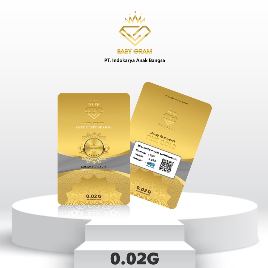 Baby Gram Logam Mulia 24 karat 0,02gr Emas Murni Mini Batangan Bersertifikat Sucofindo