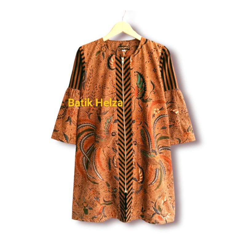 Tunik batik kombinasi lurik dilengkapi dengan Reseliting Besi depan bahan katun jahitan rapi