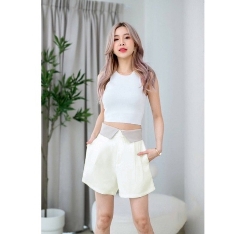 READYSTOCK BERRITA COLLAR PANTS BKK / CELANA PENDEK HIGHWAIST WANITA