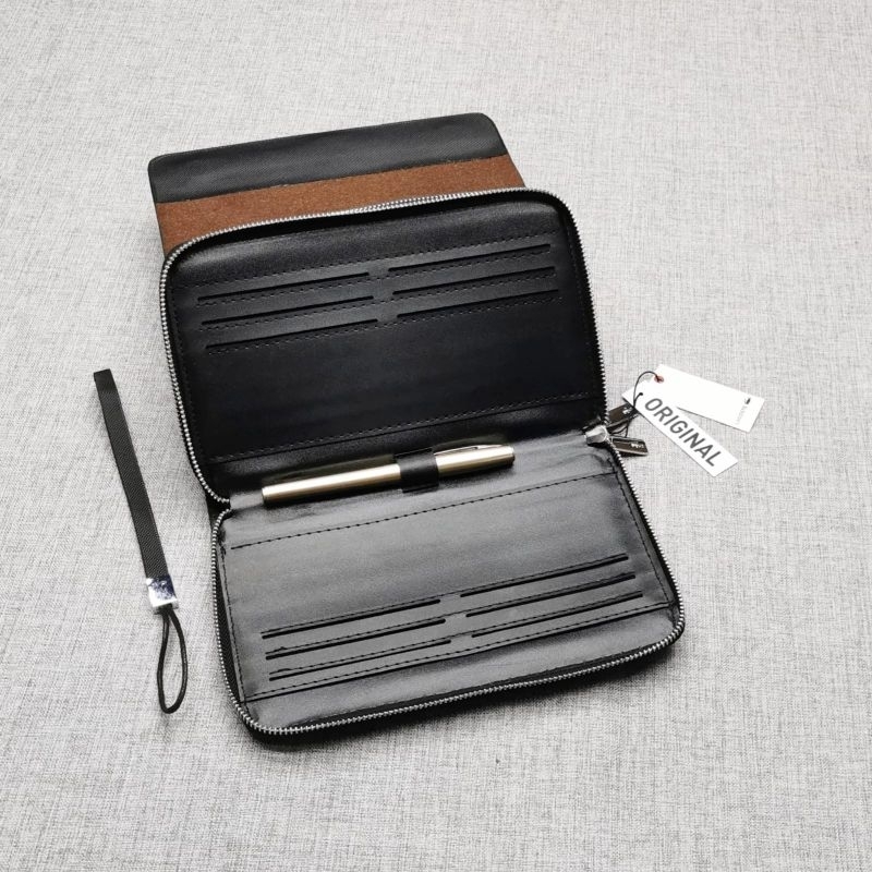 Handbag Leather Grid 022 Black (Penutup sudah magnet) Free Ballpoint Gold Exclusive