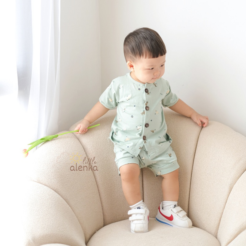 Alenka - Baby Button Set (Setelan Bayi Motif) 0 -12 months