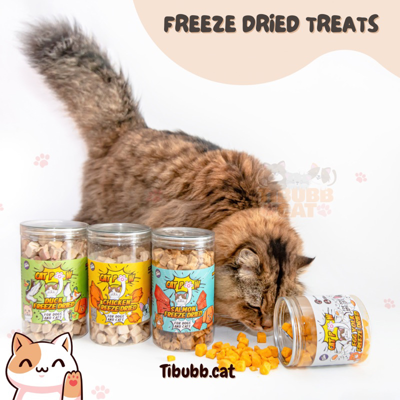 CATPOW Freeze Dried Pet Snack for Dogs &amp; Cats  / RAW FOOD /  (Snack Kering &amp; Sehat Freeze Dried untuk Anjing dan Kucing) Varian Ayam / Chicken , Bebek / Duck , Salmon , Telur / Egg Yolk , Beef Liver / Hati Sapi , Chicken Catnip , COD Fish