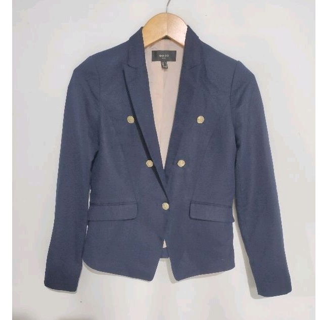 Mango Navy Blazer jas biru tua jaket jas formal jas kantor outer wanita