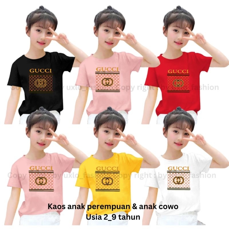 Baju Kaos Anak Perempuan dan Laki Laki Unisex Umur 2-9 Tahun Motif Gcc1 New Uxlo Fashion