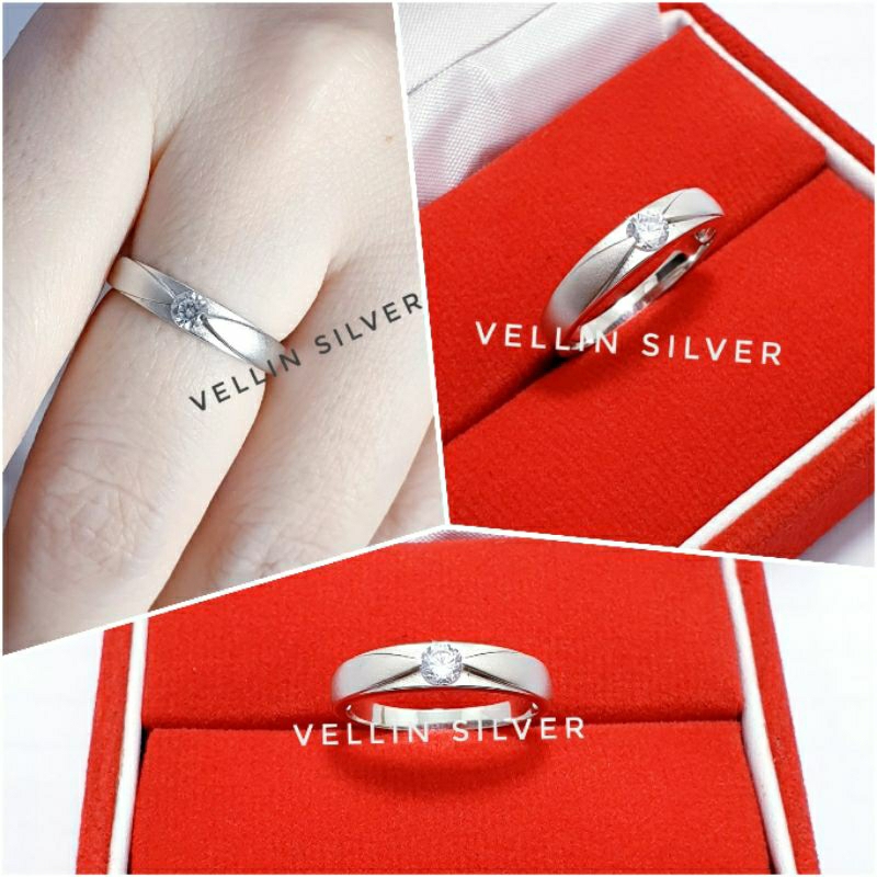 Cincin Silver 925 Asli Lapis Emas Putih - Cincin Pria Cincin Wanita Perak 925 Model Satu Mata