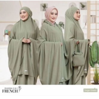 MUKENAH FRENCH KHIMAR 3 IN 1 CRINCLE AIRFLOW