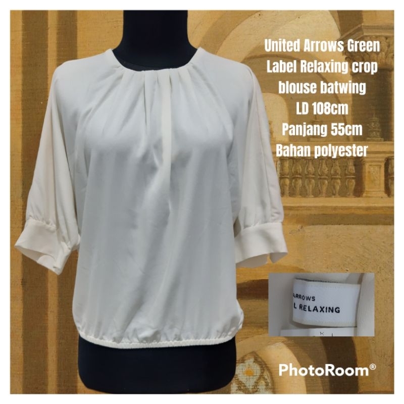 United Arrows Green Label Relaxing crop blouse wanita batwing