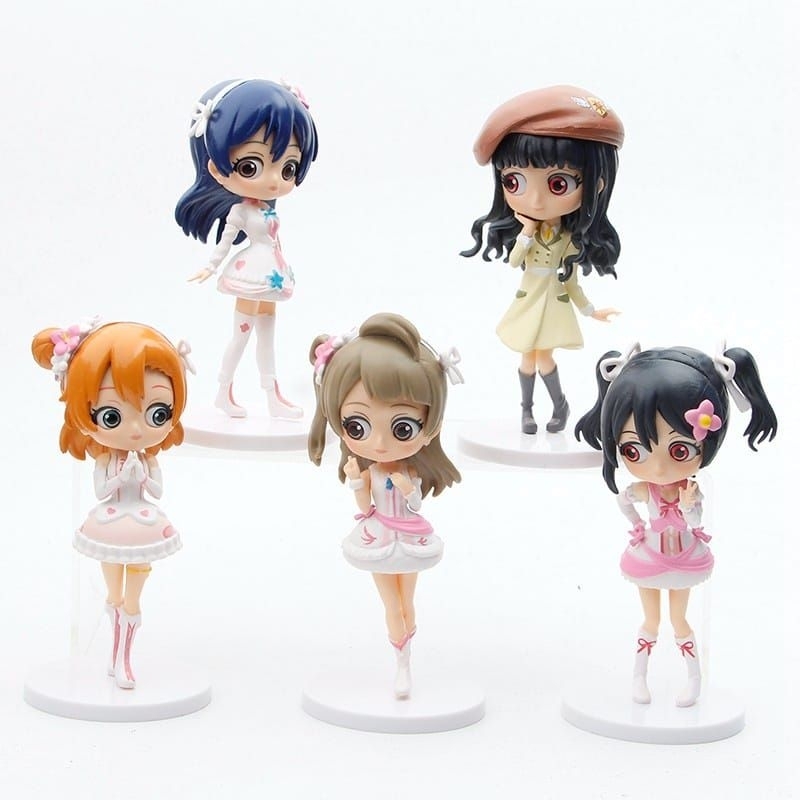 FIGURE LOVELIVE SUNSHINE CARTOON CARAKTER ANIME FIGURE SET 5 PCS CHIBBY LOVE - TOPPER KUE - ACTION FIGURE HIASAN