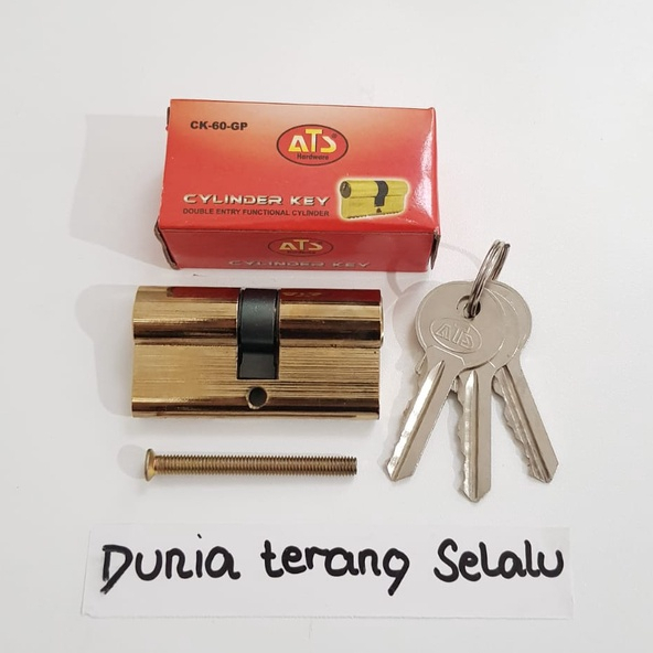 Silinder Kunci ATS Besar Kecil 60 mm As Kuningan Kunci Graji Biasa - Cilinder Kunci Pintu Lubang Besar 32 mm dan Kecil 28 mm - Cylinder Key with Brass Heart Simple Key ATS