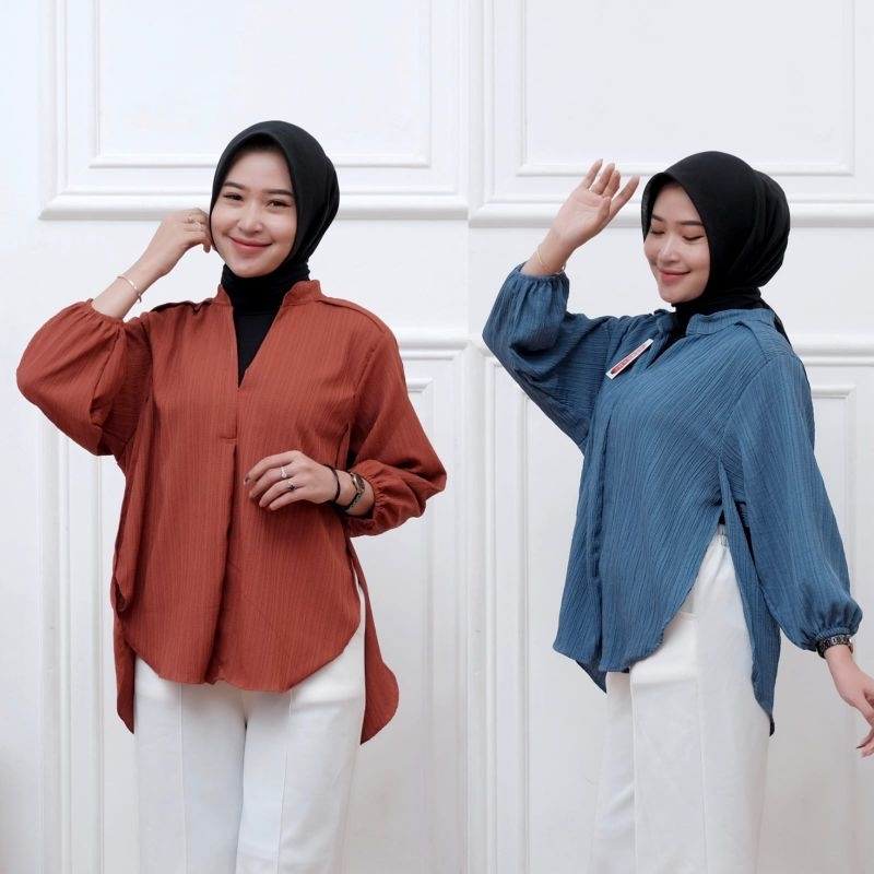 Outer Livia Blouse Wanita Oversize Lady Crush Kemeja Wanita Style Korean Polos