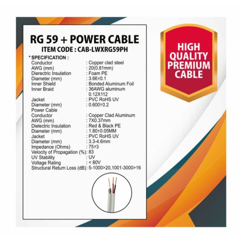 kabel rg59 + power 100meter rg 59 100 meter untuk cctv