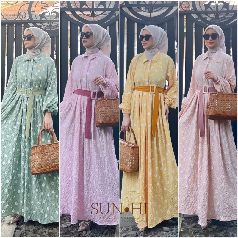 Daisy Dress arumi - Hana Dress SEVARA DRESS Gamis Motif Bunga Busui Friendly Syari Vintage Style Bas