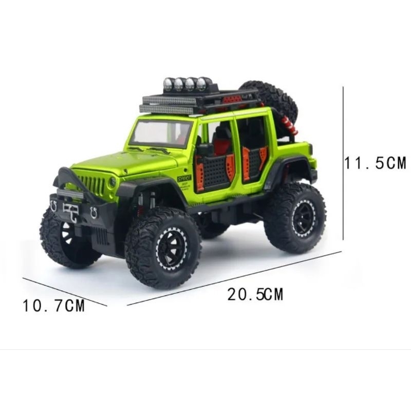 Diecast Mobil Jeep Wrangler Rubicon Miniatur Die-cast Model Jip Off Road Hard Top Skala 1:24