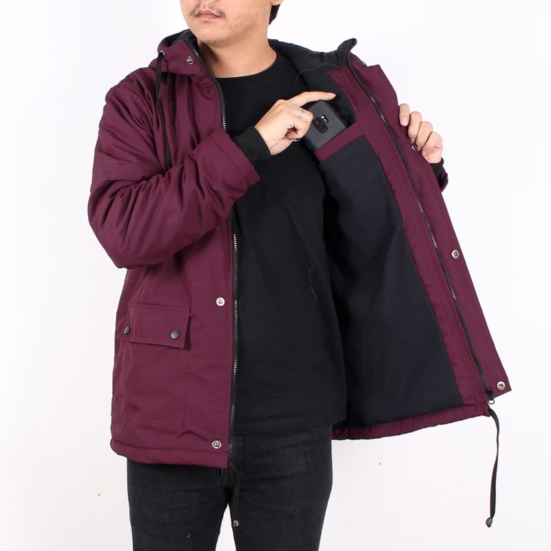 Jacket puffer kembung maroon