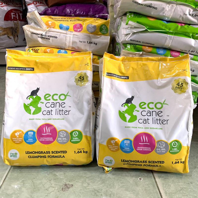 Eco Cane Cat Litter / Pasir Kucing ecocane 1.64kg - LEMONGRASS